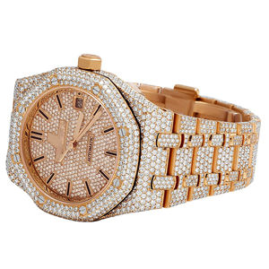 Montre de mode en quartz sertie de diamants de moissanite, clarté VVS, cadran en verre analogique - Product Image 3