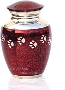 Urnes de crémation pour animaux de compagnie pour chiens et chats cendres fabriquées à la main en laiton mémoire souvenir argent gravé empreintes de pattes urne - Product Image 4