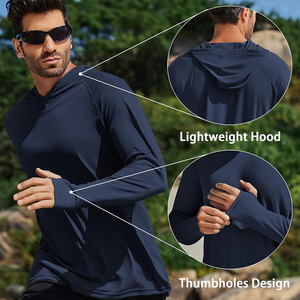 Camisas con capucha de pesca para hombres con mangas largas OEM diseño transpirable logotipo personalizado adecuado para deportes y marca minorista - Product Image 3