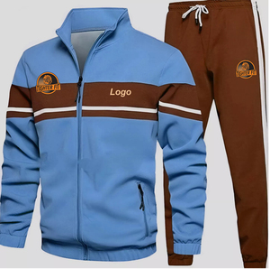 ชุดวอร์มเล่นฟิตเนส2ชิ้นของผู้ชายชุดออกกำลังกายผ้าฟลีซเทอร์รี่ระบายอากาศได้น้ำหนักเบาพิมพ์ลาย - Product Image 1