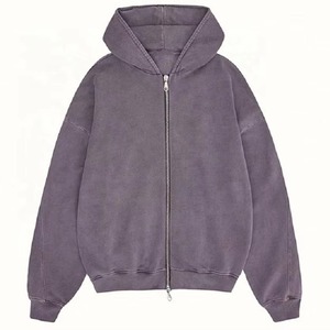 Sudaderas con capucha para hombre con cremallera, personalizadas OEM, de 500 g/m², con lavado de arena, de alto gramaje, lisas, al por mayor, oversize, con hombros caídos y estilo holgado - Product Image 3