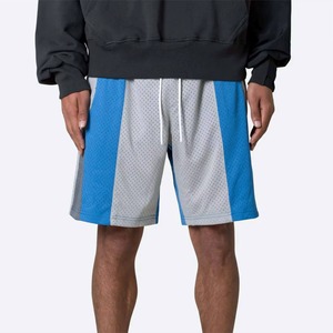Custom Color Block Mesh Shorts Blue and Grey Design Breathable Elastic Waist Athletic Streetwear Sportswear - Product Image 4