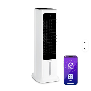 Ventilateur de refroidissement d'air portable Tower Air Cooler Fan Water 280 m³/h, réservoir de 6 L, pour maison jusqu'à 25 m², 50 W, 50 dB, blanc, contrôlé par application, commande tactile - Product Image 1
