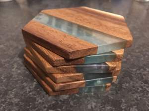 Craftsy Home-Ensemble de sous-verres en résine époxy de qualité avec effet océanique-Dessous de verre ronds et carrés décoratifs en résine époxy - Product Image 2