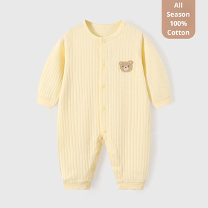 100% कपास चार सीज़न बेबी बॉडीसूट जैक्वार्ड स्प्रिंग शरद ऋतु के लिए बटन बंद आकस्मिक शैली पशु पैटर्न के साथ - Product Image 6