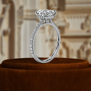 Anillo de Compromiso con Diamante Cultivado en Laboratorio de 1 Quilate, Estilo Halo, Banda con Incrustaciones, Anillo de Boda, Certificado IGI, Oro Blanco Sólido de 14k - Product Image 5