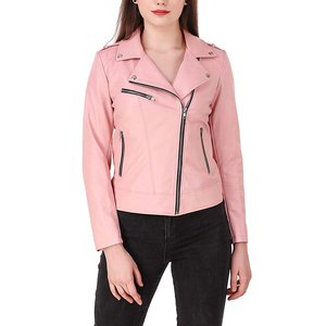 High Quality Customized Moto Style Spring Leather Jacket <b>for</b> Women Pink Color with Regular Fit Men's <b>Clothing</b> Trending <b>for</b> Women - Product Image 1