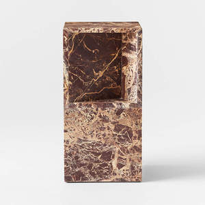 Luxury Brown Texture <b>Marble</b> Side <b>Table</b> with Stylish Rack Modern Design Versatile Accent <b>Table</b> for Living Room Office Decor Piece - Product Image 5
