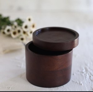High Quality Antique Dark <b>Brown</b> Wooden Jar with Lid Premium Dry Fruit <b>Storage</b> Container Round Wooden Dry Fruit <b>Box</b> At Best price - Product Image 3