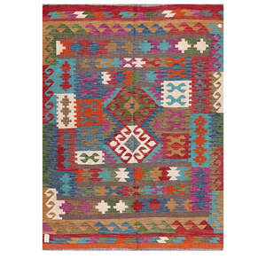 Alfombra Kilim de Maimana, Afganistán, 199 x 150 cm, Juego de Alfombras - Product Image 1