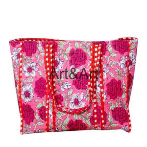 Bolso Tote Pequeño de Algodón Acolchado para Mujer, Ecológico, Sostenible, Resistente, para Compras, Hecho a Mano, Vintage, con Estampado de Bloques, Estilo Boho - Product Image 6