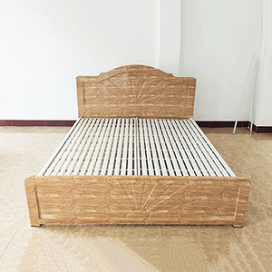 Lit à sommier en fer imitation bois de haute qualité 1,4 m, design rustique durable, extensible et pliable, pour usage domestique ou en entrepôt - Product Image 1