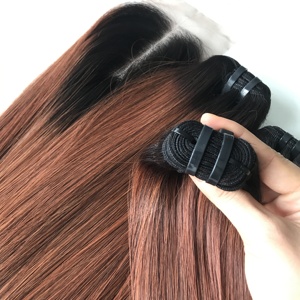 Paquets de cheveux humains vierges non traités trame de cheveux alignés avec cuticule péruvienne avec lace closure extensions de cheveux - Product Image 1