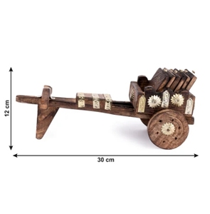 Ensemble de caboteur fonctionnel décoratif en forme de chariot de taureau en bois avec support sous-verres de boisson pour décor de table à café et à manger - Product Image 2