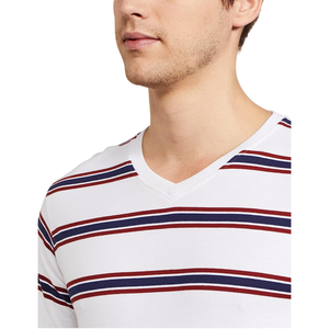 Prix de gros été saison hommes T-shirt imprimé Premium élégant décontracté col en V dernière conception rayé t-shirts pour hommes - Product Image 4