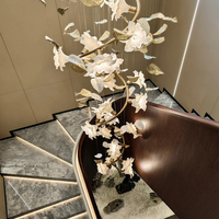 Lustre LED moderne de luxe blanc pour villa duplex, grande taille, personnalisable, hauteur réglable, design à longues branches, garantie 5 ans