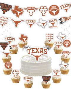 Texas longhorns tốt nghiệp bên biểu ngữ và bánh toppers Kit Trường Đại học của Texas bên Nguồn cung cấp cho bóng đá món quà sinh nhật - Product Image 1
