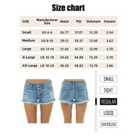 Shorts de Mezclilla Azul Hechos en Pakistán de Alta Calidad Personalizados para Mujer, Estilo Vintage Lavado Medio, Cierre de Cremallera Trasero con Botón, 2 Bolsillos, Estilo Boyfriend Sexy