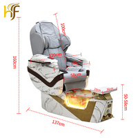 Fauteuil de pédicure électrique inclinable de luxe moderne pour salon de manucure, avec pompe de vidange sans tuyau et bain de pieds à remous massant