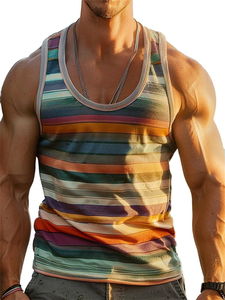 เสื้อกล้ามออกกำลังกายผ้าฝ้ายป้องกันการเกิดขน180ก. สำหรับผู้ชายโลโก้แบบกำหนดเอง - Product Image 4