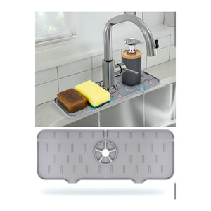 Accessoires pour robinet de cuisine : Tapis en silicone étanche pour éviter les éclaboussures et attrape-gouttes pour évier - Product Image 1