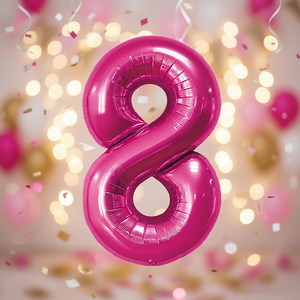 Palloncini Numero Fucsia per Feste, 80cm, Confezione da 12 Pezzi - Product Image 3