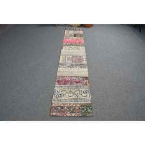 Turkish <b>Runner</b> Rug 1.7x9.5 ft (53x291 cm), <b>Red</b> Floral Vintage Rug - Product Image 3