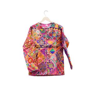 Veste Banjara brodée à séchage rapide en coton pur fait main pour femmes, style vintage floral matelassé, automne-hiver, A2ZCraftBazar - Product Image 5