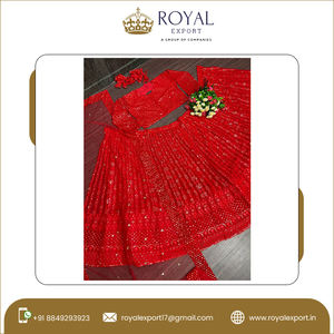 ชุดเจ้าสาว Lehenga Choli,ชุดแต่งงานระดับพรีเมี่ยมดีไซเนอร์แฟชั่นงานปักลายแบบหนัก - Product Image 6