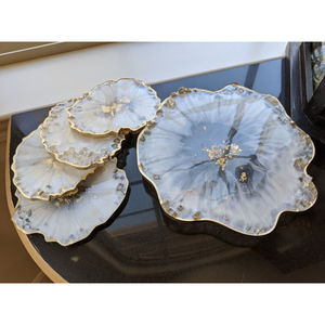 Ensemble de 2 sous-verre à thé en forme de fleur Tapis de table et sous-verre en acrylique transparent de grande qualité - Product Image 6