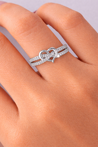 Anillos de Diamantes Cruzados Entrelazados en Forma de Corazón, Plata de Ley, Diamante de Laboratorio, Oro Blanco Puro de 14K, Anillo de Eternidad con Vástago Dividido para Mujer - Product Image 4