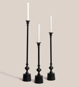 Ensemble de deux bougeoirs finis noirs décor à la maison bougeoir de fête de mariage utilisation intérieure et extérieure - Product Image 6