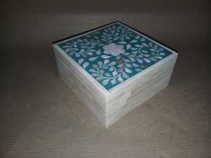 2025 vente en gros à la main mère perle incrustation résine MDF bijoux boîte de rangement Rectangle forme Laser/gaufrage impression personnalisable - Product Image 5