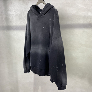 Custom logo Streetwear High Quality Acid Washed Hoodie Stone Washed Oversize Vintage Distressed Sun Faded Hoodie for <b>Men</b> - Product Image 6
