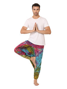 Joggers foncés décontractés pour hommes respectueux de l'environnement 100% coton taille haute léger toile taille libre coupe ample pantalon à cordon - Product Image 4