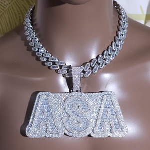 Trendy Baguette VVS Moissanite Diamond Gold Plated 925 <b>Silver</b> Iced Out Custom Letter <b>Pendant</b> <b>Necklace</b> For <b>Men</b> At Low Price - Product Image 1