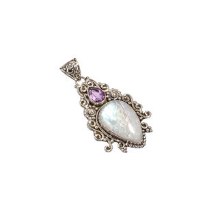 Amazing Rainbow Moonstone & Amethyst Gemstone Pendentif fait main 925 Bijoux en argent sterling massif Vente en gros Prix d'usine - Product Image 3