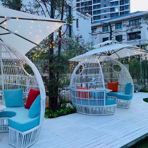 Usine directe extérieur rotin suspendu oeuf chanter chaise en plastique de qualité supérieure loisirs hôtel chaise longue - Product Image 4