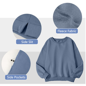 Fully Customized Winter Heavyweight <b>Quarter</b> <b>Zip</b> Casual Blank Plain Crew Neck Sweatshirt Cotton Fleece Streetwear <b>Women's</b> Front - Product Image 4