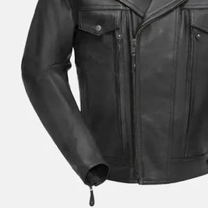 Genuino de alta calidad ecológico impermeable a prueba de viento transpirable elegante cuello alto chaqueta de lona de cuero bolsillos para hombres - Product Image 3