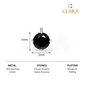 NOVAMART Fine 925 Sterling <b>Silver</b> Men's Earring Black <b>Stud</b> with Water Drop Shape & Princess Cut Diamond 14K Gold Gift for Men Bo - Product Image 4