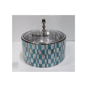 Plat de service de forme ronde de conception tendance avec marmite à couvercle en verre pour la maison de mariage, l'hôtel et le restaurant - Product Image 2