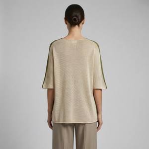 Suéter Oversize con Cuello en V y Mangas 3/4, Color Sólido, Casual, Transpirable para Verano - Product Image 2