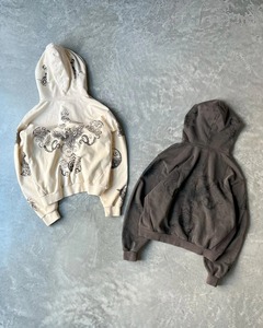 Sweat-shirts à capuche vintage en coton délavé au soleil avec double fermeture éclair, imprimés sur mesure, en molleton bouclette, pour hommes, séchage rapide - Product Image 6