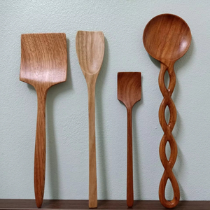 Hand-polished <b>Wood</b> Serving <b>Spoons</b> Fork Knife Set/ Handmade Scoops Dippers Salad Holder Accessory <b>Wood</b> Tableware Tool - Product Image 1