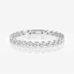Pulsera Clásica con Diamantes Cultivados en Laboratorio con Corte Marquesa, Oro de 14k, Pulseras y Brazaletes de Diamantes Elegantes y Lujosos - Product Image 3
