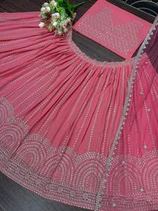 Lehenga Choli Dupatta de luxe indien pakistanais pour mariée, travail lourd de sequins en Chine pour une fête de mariage traditionnelle glamour - Product Image 6