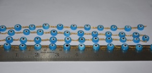 Chaîne de chapelet en perles œil de turquoise, fil plaqué or, faite à la main, pour la fabrication de bijoux - Product Image 6