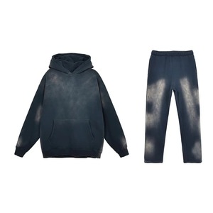 High Quality Winter Solid Fleece Breathable Oversized Training Sweat Suit Zip Hoodie Set <b>Tracksuits</b> Men - Product Image 4