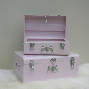 Luxury White Metal Storage Trunk Modern Lockable Stackable <b>Keepsake</b> <b>Box</b> Premium Organizer with Brushed Gold Hardware - Product Image 2